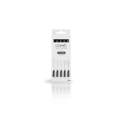 Abbildung von COPIC Multiliner Set, Black, 5 Fineliner in verschiedenen Strichstärken, Zeichen Stifte mit einer feinen Spitze und wasserbeständiger Pigmenttinte