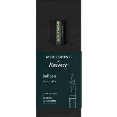 Abbildung von Moleskine x Kaweco Kugelschreiber, Nachfüllbarer Stift aus ABS Kunststoff für Schriftsteller, Notizenmacher, Mine 1,0 mm mit Blauer Tinte, Farbe Grün