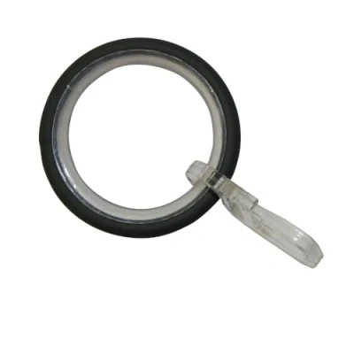 Abbildung von Gardinia 36150 Gardinenringe Elba, 10 Stück, Inkl. Gleiteinlage und Faltenlegehaken, Ø 29/38 mm, Breite 3,5 Metall, Steingrau