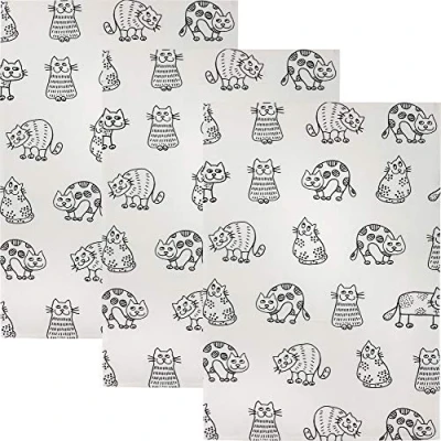 Abbildung von Kracht Geschirrtuch 3er Pack Halbleinen Katzen Größe 50x70 cm