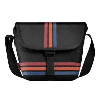 Abbildung von FINTIE Tasche für Polaroid Now+ Generation 3/2/1 I Type Sofortbildkamera, Originals OneStep+/Onestep 2 VF Segeltuch Schutzhülle Kameratasche Hülle (Schwarzer Streifen)