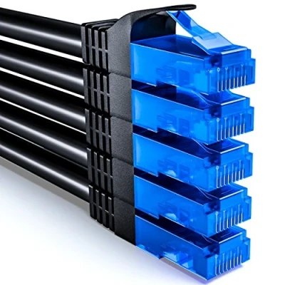Abbildung von deleyCON 5x 2m CAT6 Netzwerkkabel Set U UTP RJ45 CAT 6 LAN Kabel Patchkabel Ethernetkabel DSL Switch Router Modem Repeater Patchpanel Schwarz