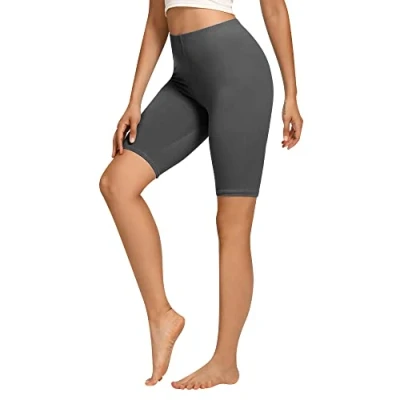 Abbildung von Libella Radlerhose Damen Kurze Leggings Baumwolle High Waist Shorts Blickdicht Sommer Sportshorts Grau 4165 S