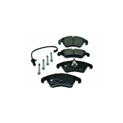 Abbildung von HELLA 8DB 355 013 751 Bremsbelagsatz inkl. Verschleißwarnkontakt mit Bremssattelschrauben Zubehör AUDI: A6 C7 Avant, A4 B8 A5 Sportback