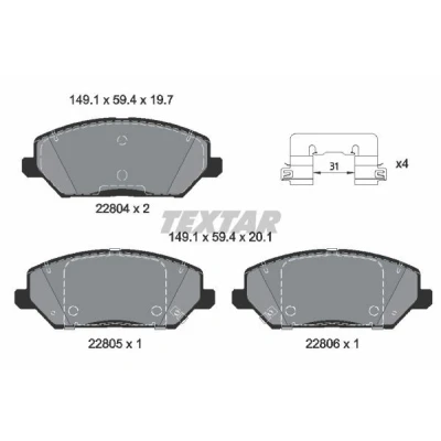 Abbildung von TEXTAR 2280401 Bremsbelagsatz mit akustischer Verschleißwarnung Zubehör HYUNDAI: i30 III Hatchback, Estate, Fastback