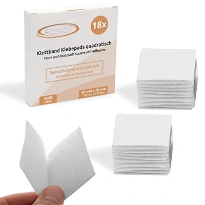 Abbildung von ECENCE 18x Klettband selbstklebend, quadratisch Klettverschluss selbstklebend Klebepads für Wände, Boden, Türen, Auto, extra stark Weiss
