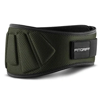 Abbildung von Gewichthebergürtel von FITGRIFF Fitness Gürtel für Bodybuilding, Krafttraining, Gewichtheben und Crossfit Training Trainingsgürtel Damen Herren (Army Green, XXL)