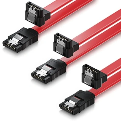 Abbildung von deleyCON 3x 50cm SATA III Kabel S ATA 3 Datenkabel 6 GBit/s Verbindungskabel Anschlusskabel für HDD SSD Metall Clip 1x Gerade 90 L Type Stecker Rot