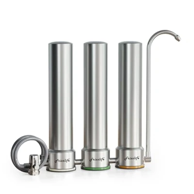 Abbildung von Frizzlife TS99 S Countertop Wasserfiltersystem, 9 Stufen Edelstahl Wasser Filtration, 0,5 Mikron NSF zertifiziert Elemente reduziert 99,99% Blei, Chlor, Schwermetalle, Kalk und