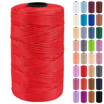 Abbildung von Uiopa Makramee Garn 3mm x 200m Polypropylen Flache Macrame Cord Band Schnur Farbig für Häkeln, Stricken, Dekoration, DIY Handwerk