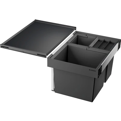 Abbildung von BLANCO FLEXON II XL 60/3 Abfall Müllsystem für 60 cm breite Unterschränke System zum Einbau in Schubladen 1 x 30l und 2 8l Eimer Eimerdeckel Minimale Einbauhöhe: 355 mm