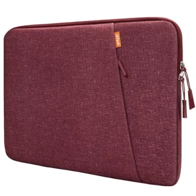Abbildung von JETech Laptoptasche Hülle für 13,3 Zoll MacBook Air/Pro, 14 Pro M4/M3/M2/M1 2021 2024, 13 13.6 Notebook, Wasserdicht Laptophülle Laptop Sleeve mit Zubehörtasche (Rot)