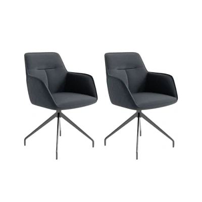 Abbildung von byLIVING Esszimmerstuhl Memphis / 2er Set/Bezug Kunstleder anthrazit/Polstersessel Sitzschale 360 drehbar/mit Keder/Gestell Metall schwarz/Esszimmerstuhl/B 62, H 96, T 60 cm