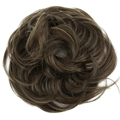 Abbildung von CAISHA Haargummi Bella Hochsteckfrisuren Haarteil Hochzeitfrisuren Voluminös Leicht Gewellt Hitzebeständige Kunstfaser DM17cm Aschbraun G10B