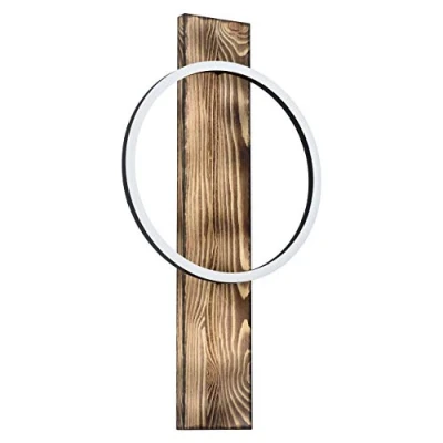 Abbildung von EGLO LED Wandlampe Boyal, 1 flammige Wandleuchte Vintage, Rustikal, Wandstrahler innen aus Stahl, Holz und Kunststoff, Wohnzimmerlampe, Flurlampe in Schwarz, Braun, Weiß