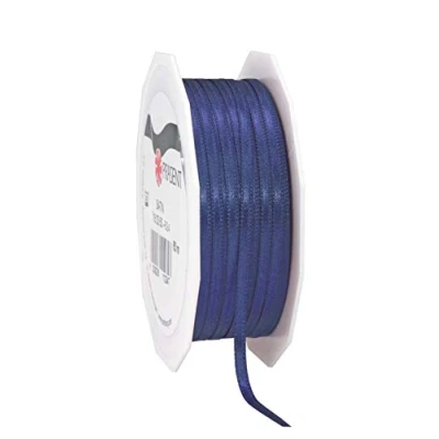 Abbildung von PRÄSENT C.E. Pattberg Satin dunkelblau, 50 m Satinband zum Einpacken von Geschenken, 3 mm Breite, Geschenkband Dekorieren &amp; Basteln, Dekoband, Anlass