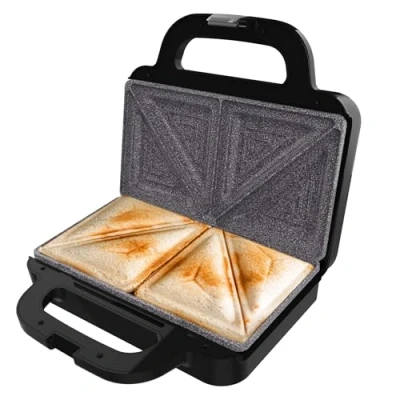 Abbildung von Cecotec Sandwichmaker Rock&#039;nToast Deep Classic, 1000 W, größere Breite, dreieckige Platten, gleichmäßiges Toasten, RockStone Beschichtung, Kapazität für 2 Sandwiches, PFOA frei