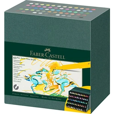 Abbildung von Faber Castell 167193 Tuschestifte Pitt Artist Pen Brush, 60er Atelierbox, Pinselstifte Set