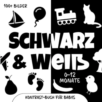 Abbildung von Schwarz Weiß Buch Baby: Kontrastbuch baby zur visuellen Stimulation für Neugeborene, ab 0 Monate