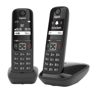 Abbildung von Gigaset AS690 Duo 2 Schnurlose DECT Telefone kontrastreiches Display brillante Audioqualität einstellbare Klangprofile Freisprechfunktion Anrufschutz, schwarz