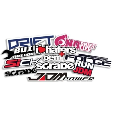 Abbildung von Finest Folia JDM Aufkleber Set für Auto Motorrad Helm Japan Stickerbomb japanische OEM Sticker Tuning Autoaufkleber Folie selbstklebend wetterfest R207 (Stickerbogen 3, Ohne Hologramm Effekt)