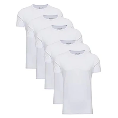 Abbildung von Yazubi 5er Pack Medium Weißes Tshirt Herren Weiss T Shirt Männer Mythic Lange Basicshirts, (Brilliant White 114001), M