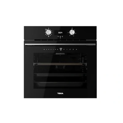 Abbildung von TEKA Einbau Backofen MaestroPizza, Ofen mit Grillrost, hohe Temperatur bis 340, Pyrolyse Selbstreinigung, Touch Display, Einbaugerät 60 cm, 70 Liter, Schwarz