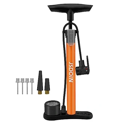 Abbildung von Jsdoin Luftpumpe Fahrrad Standpumpe mit Manometer,Standluftpumpe, Fahrradpumpe Hochdruck 160 PSI,Luftpumpe für Alle Ventile