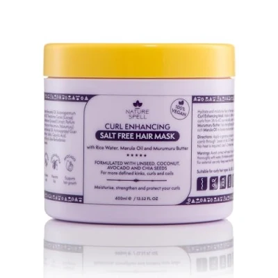 Abbildung von Lockenverstärkende Haarmaske für lockiges Haar von Nature Spell 400 ml angereichert mit Reiswasser und Leinsamen, alle Lockenarten, sulfatfreie
