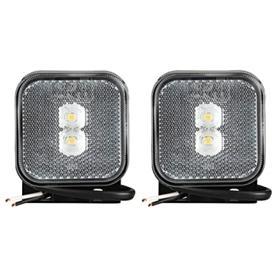 Abbildung von 2x LED Umrissleuchte 12 24 Volt 65x65mm mit Halter und Reflektor Weiß Positionsleuchte Begrenzungsleuchte LKW PKW Anhänger Wohnwagen