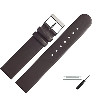 Abbildung von MARBURGER Uhrenarmband 20mm Leder Braun Silber Montage Set 7612031000120