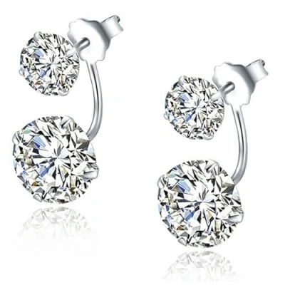 Abbildung von Unendlich U 925 Sterling Silber Zirkonia 5 8mm Doppel Kugeln Ohrstecker Ohrhänger Ohrring Jackets für Damen/Mädchen, verschiedene Tragevarianten