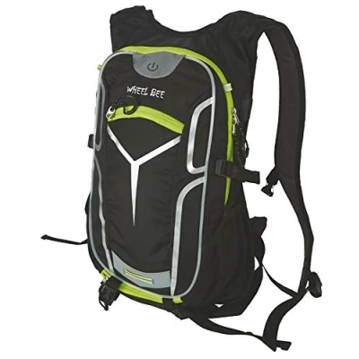 Abbildung von Wheel Bee Fahrrad Rucksack Stelvio Black, mit integrierten LED Licht für maximale Sichtbarkeit und Sicherheit, 18 Liter, diverse Fächer, tolles Tragesystem, USB Port, Regenhülle, 950019