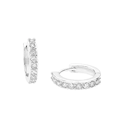 Abbildung von Amor Damen Creolen 14 mm 925 Silber rhodiniert Zirkonia weiß 390774