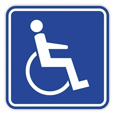Abbildung von easydruck24de Rollstuhlfahrer Aufkleber 10 x 10cm innenklebend Vier eckig blau Gehbehinderung für Auto Fenster Fahrzeug Scheibe Transporter selbsthaftend hin_079