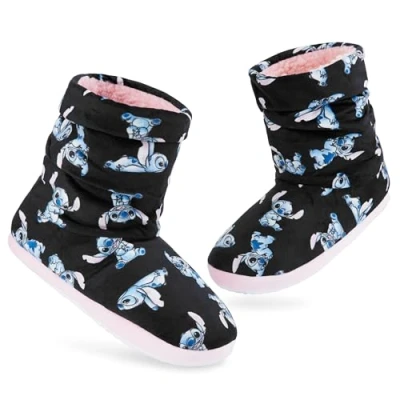 Abbildung von Disney Stitch Winter Hausschuhe Damen Mit Rutschfester Sohle Reißverschluss Baby Yoda Flauschige (Mehrfarbig Stitch, 38 39 EU)