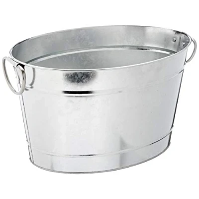 Abbildung von APS 36095 TIN Verzinkte Metall Getränkewanne mit Kunststoffeinsatz und soliden Ring Griffen, 40 x 28 22 cm 11 ltr.…