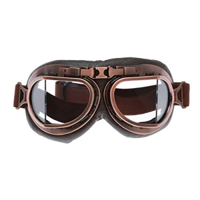 Abbildung von MUXSAM 1Stück Schutzbrillen Sonnenbrille Vintage Motorradbrille Fliegerbrille für Fahrrad Skibrillen Motorräder Brille ATV Bike,Durchsichtig