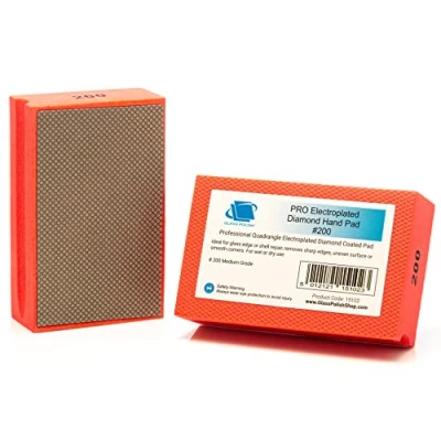 Abbildung von Glass Polish PRO Diamant Handschleifblock Körnung 200 zum Glätten, Abschleifen, Kantenbearbeiten und Polieren von Glas, Fliesen, Keramik, Marmor, Beton Metall 95 x 55 mm