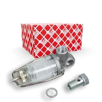 Abbildung von FEBI BILSTEIN 35084 Kraftstofffilter Vorfilter, mit Schauglas Hohlschraube, Befestigungsbügel, Dichtring MAN: L 2000, SCANIA: 3 series
