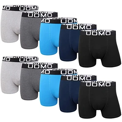 Abbildung von L&amp;K 10er Pack Herren Retroshorts Boxershorts Baumwolle Schwarz Mehrfarbig Unterhose 1116UN XL