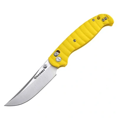 Abbildung von Harnds Giant Silkworm Klappmesser mit Sandvik Steel Blade,Outdoor Messer G10 Griff Camping Taschenmesser umkehrbarem Taschenclip (Gelb)