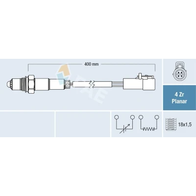 Abbildung von FAE 77253 Lambdasonde vor Katalysator Regelsonde FORD: FIESTA 6, Focus 2, 5, MAZDA: 2 Hatchback