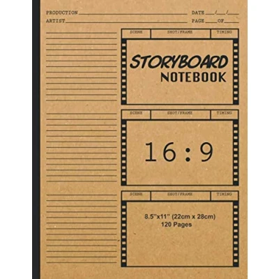 Abbildung von Storyboard Notebook 16:9: Blank Storybook Sketchbook 16:9 Thumbnail Template Panels Large Story Board Sketch Pad Professional Journal ... Directors, Students, Animators &amp; Artists