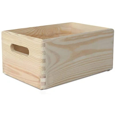 Abbildung von Creative Deco 2 x Große Holzkiste Obstkiste Korb 30x20x13cm (+/ 1cm) mit Griffen ohne Deckel Hölzernen Kasten Unlackiert Holzbox Kiste Weihnachten Ideal für Wertsachen Spielzeuge Werkzeuge