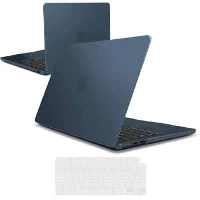 Abbildung von iNeseon Hülle Kompatibel mit 2022 2024 MacBook Air 13,6 M3 M2 A3113 A2681, Kunststoff Slim Schutzhülle Hartschale Case + Tastaturschutz für 13.6, Matt Mitternacht