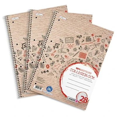 Abbildung von Landré Collegeblock A4 Recycling, kariert, 80 Blatt, 3 Stück