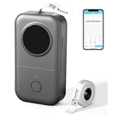 Abbildung von Phomemo D30 Etikettendrucker,Bluetooth Etikettiergerät Mini Beschriftungsgerät Selbstklebend,Tragbarer Thermo Etikettiergeraet Kabelloser Label Printer für zu Hause, im Büro und in der Schule Grau