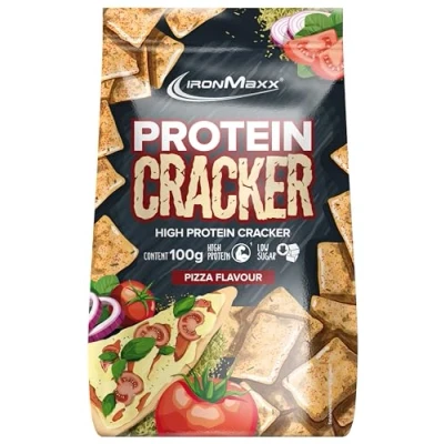 Abbildung von IronMaxx Protein Cracker Pizza 100g Knuspriger und zuckerarmer Snack mit 21% Eiweiß Gebacken nicht frittiert