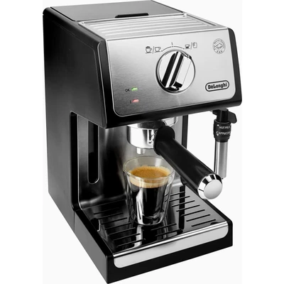 Abbildung von De&#039;Longhi ECP 35.31 Espresso Siebträgermaschine Siebträgerhalter mit Aluminium Finish Professionelle Milchschaum Düse Filtereinsatz für 1 oder 2 Tassen Auch Pads Geeignet Schwarz Silber